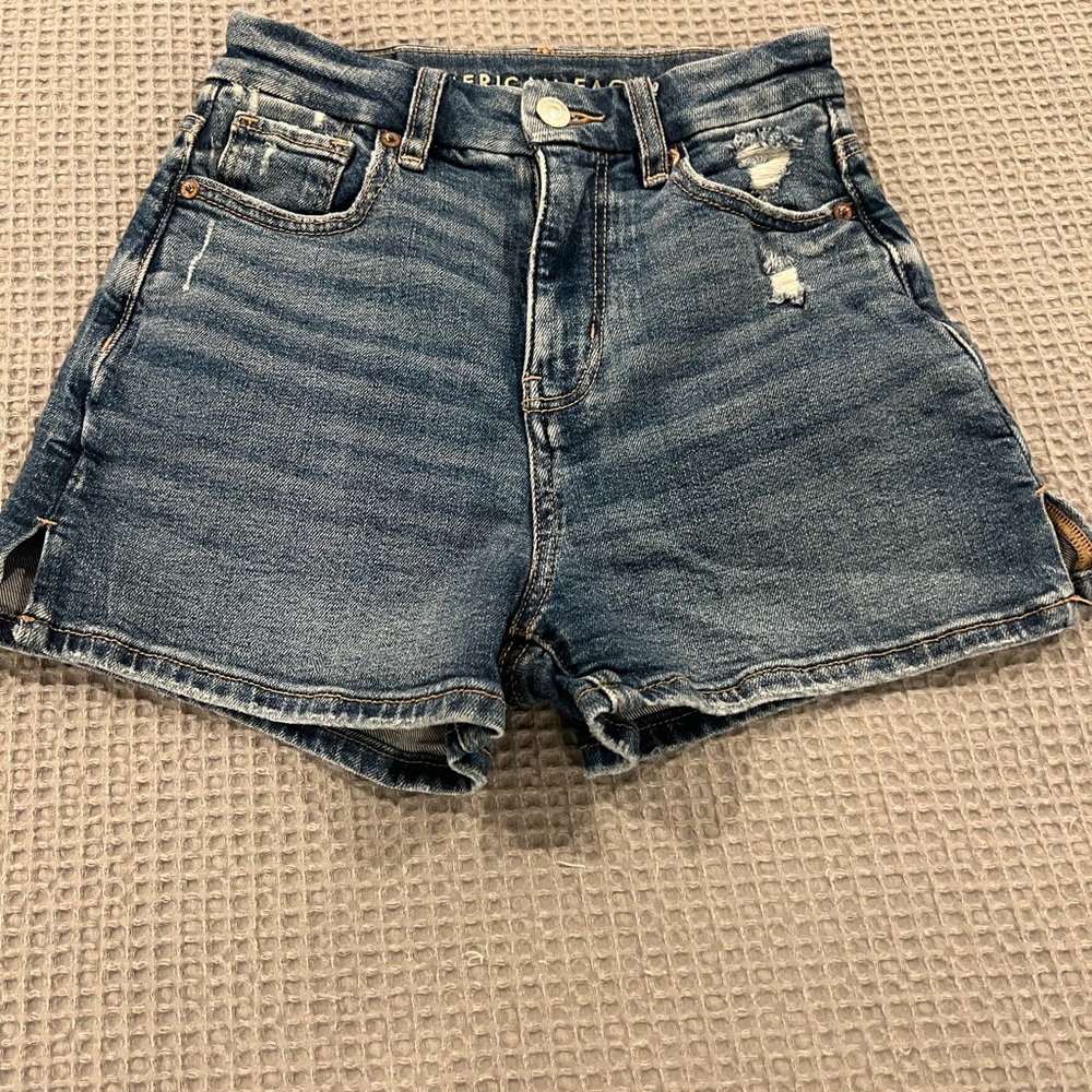 American Eagle Outfitters Ripped Dark Blue Jean Shorts